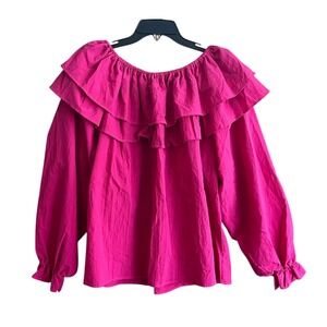 ROCKMOUNT RANCH WEAR Tru-West PINK RUFFLE TOP Square Dancing Blouse M/L/XL/OS